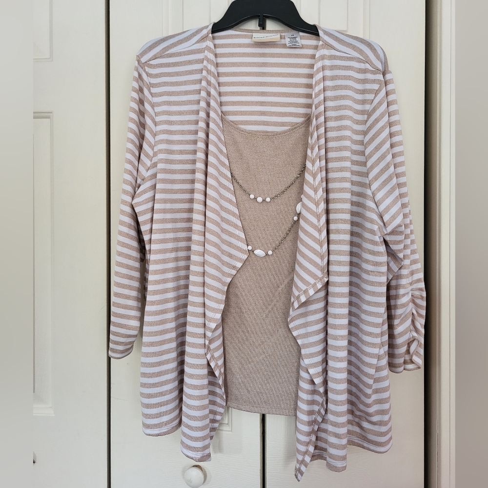 Alfred Dunner Striped Cardigan/Tank Combo Size 1X